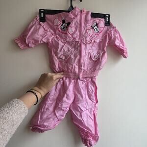 Vintage 1990s Disney Babies Minnie Mouse Windbreaker 2 Pc Tracksuit Set | 12M